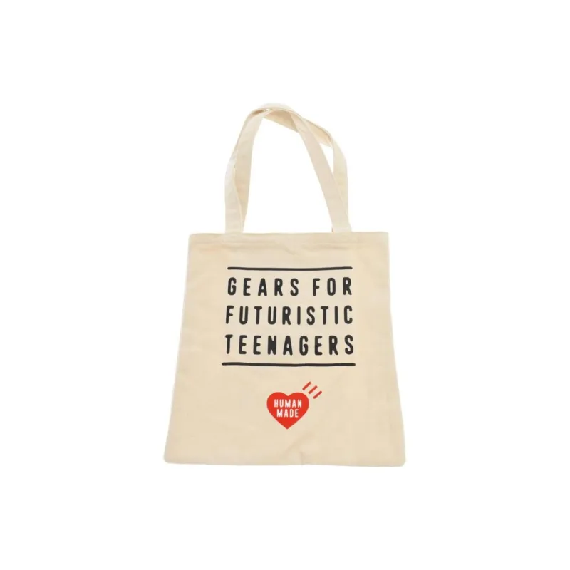 HUMAN MADE Cotton Tote Bag Shopping Bag Shoulder Bag Handbag Regular Unisex White-3