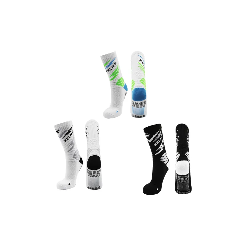 KELME Basketball Socks Unisex 3 Pack Black, White Blue, White Gray, White Green-34