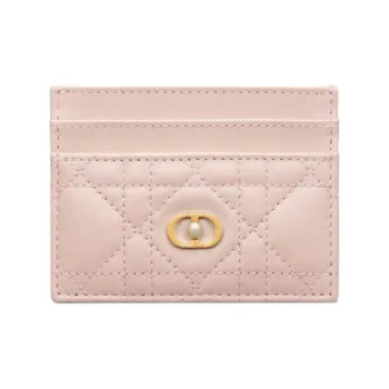 DIOR Sheepskin Card Holder Women's Rouge Pink