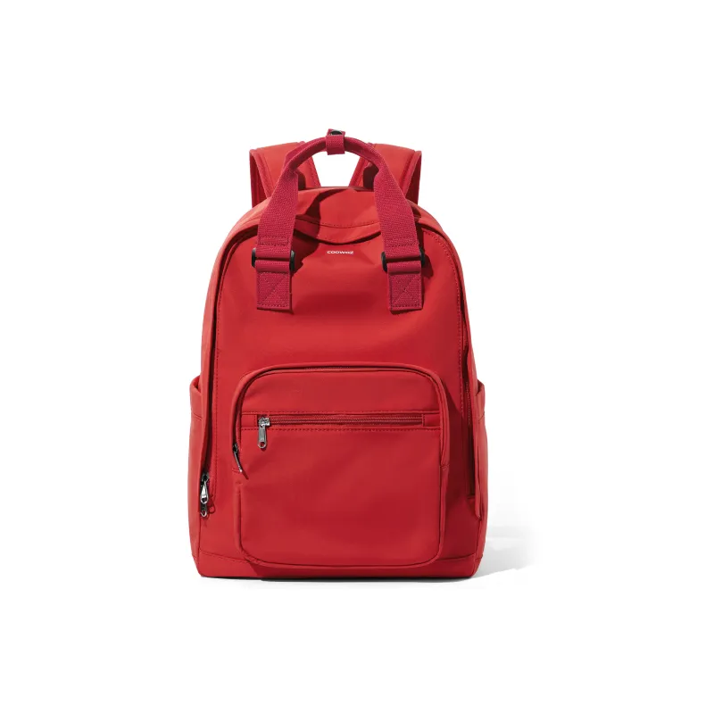 COOWOZ Fabric Backpack Student Backpacks Regular Unisex Ecru/Black/Red/Light Purple-11