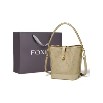 FOXER Cow Leather Bucket Bag, Shoulder Bag, Crossbody Bag, Handbag Regular Women's Gold