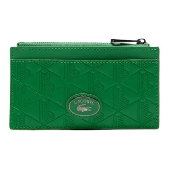LACOSTE Split Cow Leather Wallet Men's Green