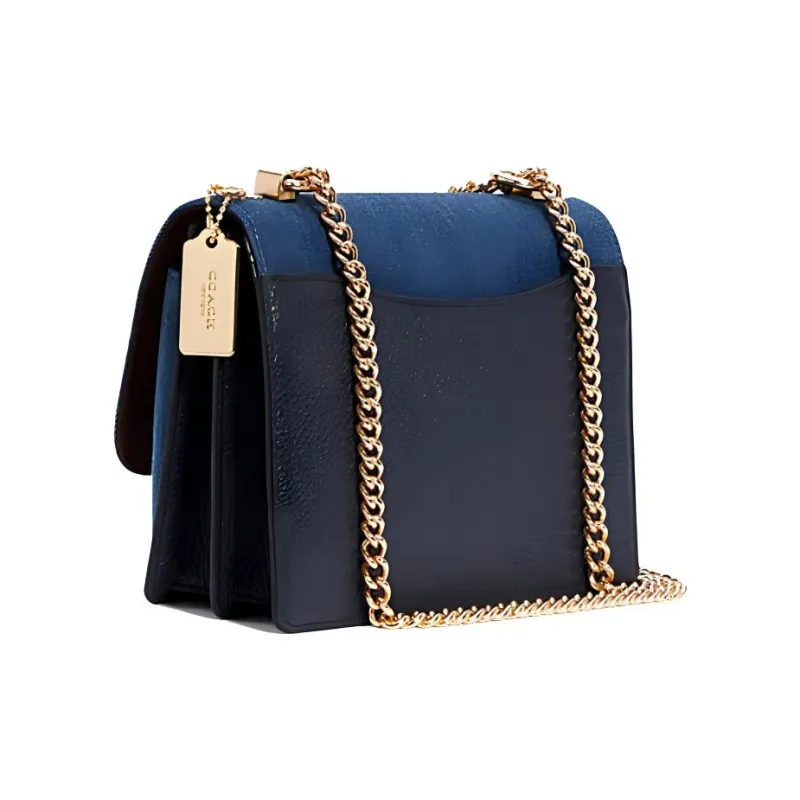 COACH Leather Trunk Bag, Shoulder Bag, Crossbody Bag Small Size Women's Multicolor Denim Blue-1