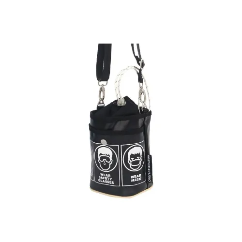 REEMIX STUDIO PVC Bucket Bag Cylinder Bag Crossbody Handbag Regular Unisex Black White/Blue White