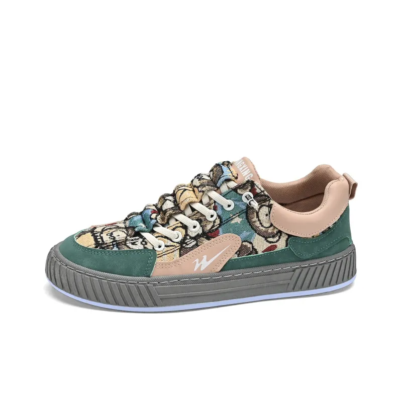 Binary Low Top Skateboard Shoes Men's Green-1