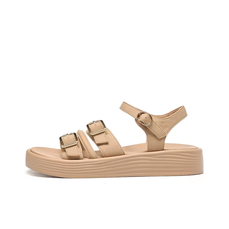 HLA Platform Roman Sandals For Women's French One Strap Commute Soft Sole Slippers-16
