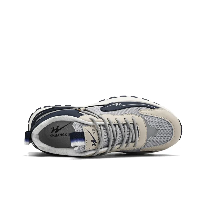 Binary Low Top Running Shoes Men's Gray Blue-4