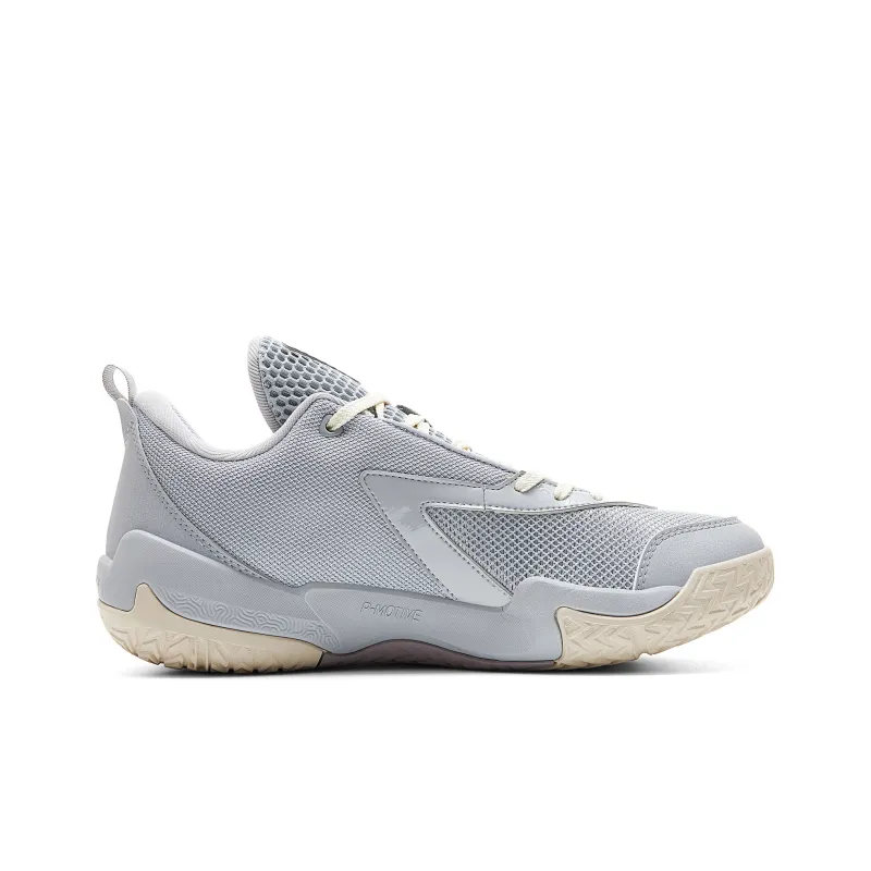 PEAK Cushioned Slip-Resistant Breathable Rebound Low-Top Basketball Shoes Men's White Gray-1