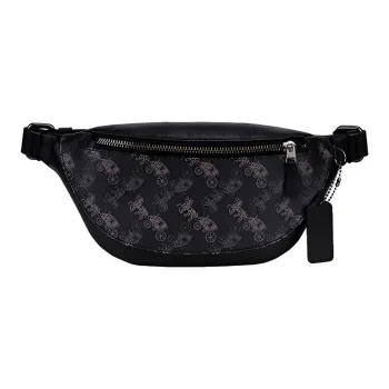 COACH Warren Cow Leather Crossbody Bag, Fanny Pack Large Size Men's Black Gray