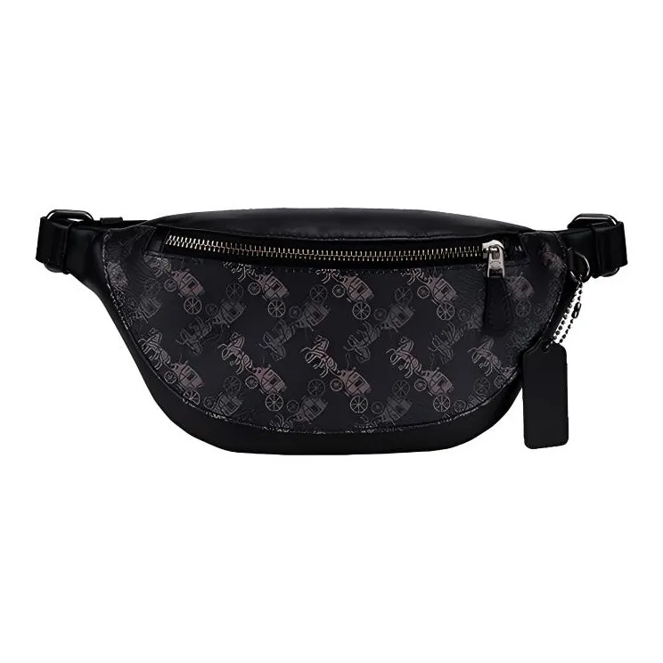 COACH Warren Cow Leather Crossbody Bag, Fanny Pack Large Size Men's Black Gray-0