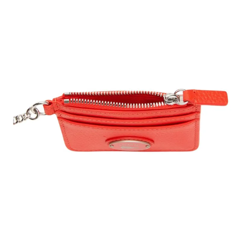 LACOSTE Calfskin Card Holder Women's Red-2