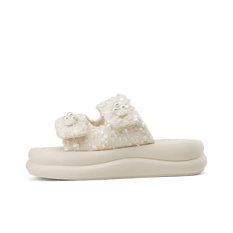 JOSINY PU Polyurethane Cut-Out Woven Slip-Resistant Slide Slippers Women's-0