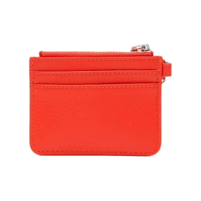 LACOSTE Calfskin Card Holder Women's Red-1