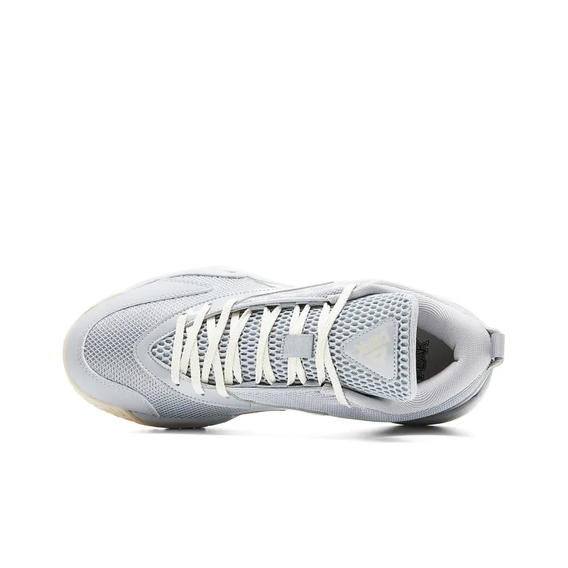 PEAK Cushioned Slip-Resistant Breathable Rebound Low-Top Basketball Shoes Men's White Gray-3