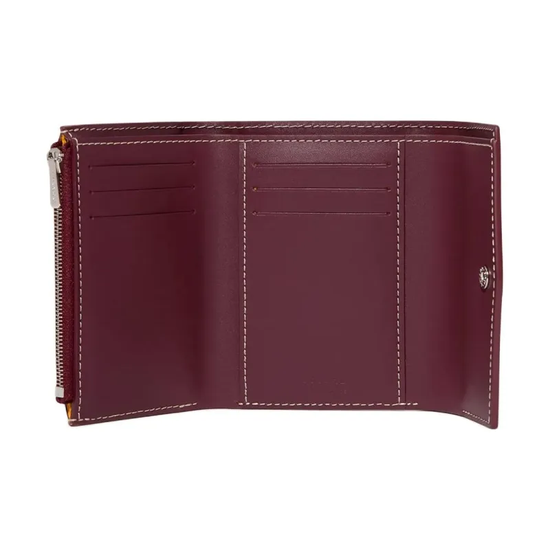 GOYARD Canvas With Calfskin Wallet Unisex Burgundy Color-2