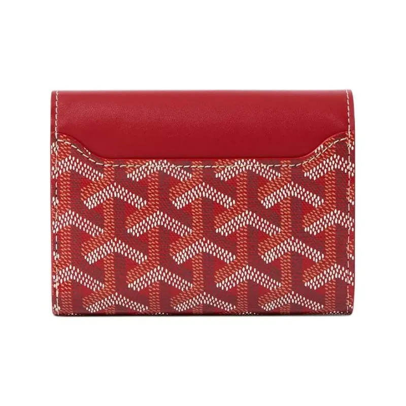 GOYARD Canvas With Calfskin Wallet Unisex Red-1