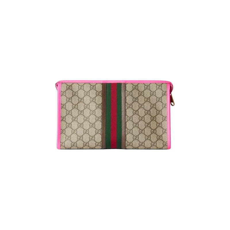 GUCCI Ophidia Canvas Bag, Toiletry Bag, Clutch Unisex Beige & Ebony-2