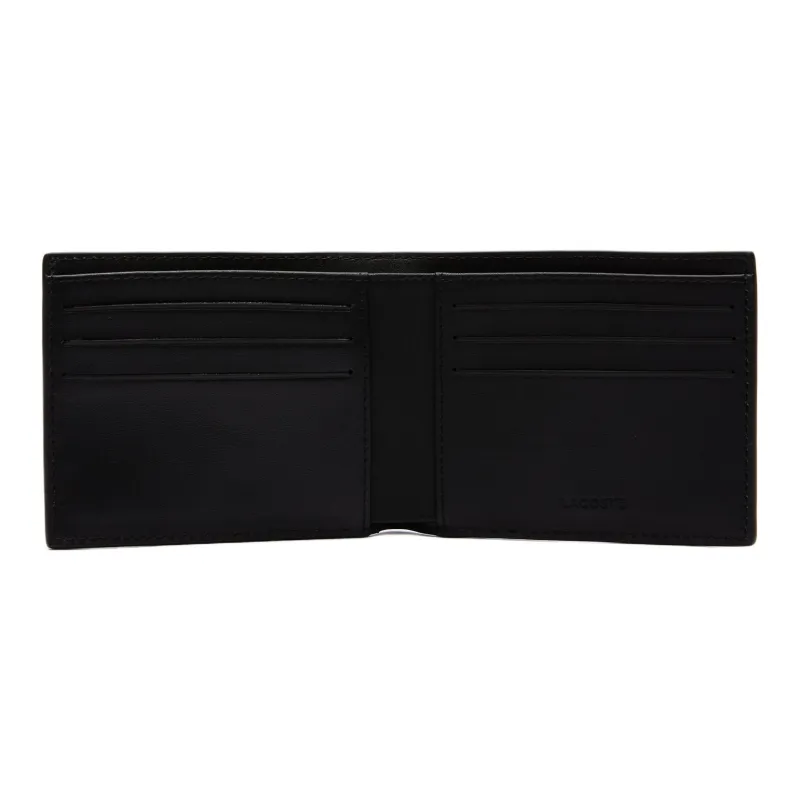 LACOSTE Calfskin With Leather Wallet Regular Men's Black-2