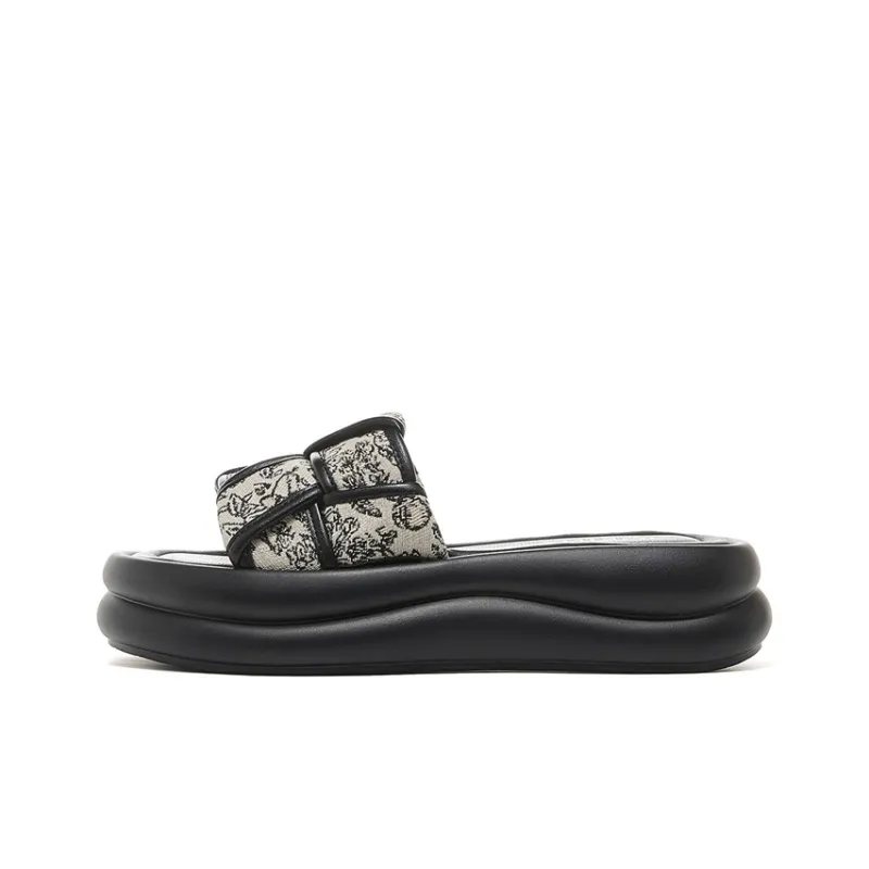 JOSINY PU Polyurethane Leather Patchwork Cut-Out Slip-Resistant Slide Slippers Women's-0