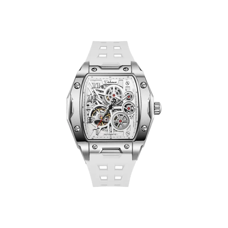 Dulunwe Automatic Mechanical Movement Silicone Strap Watch Men's Watches White Dial-1