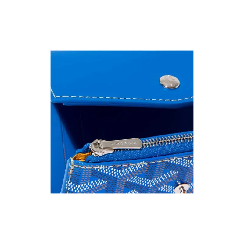 GOYARD Canvas With Calfskin Wallet Unisex Sky Blue-3