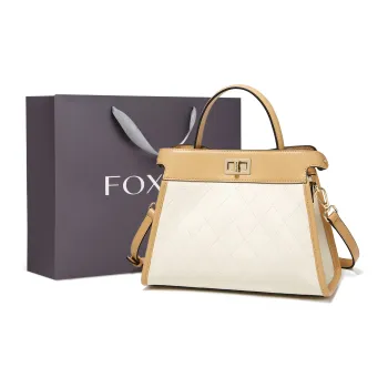 FOXER Cow Leather Commute Shoulder Bag Regular Women's White/Black