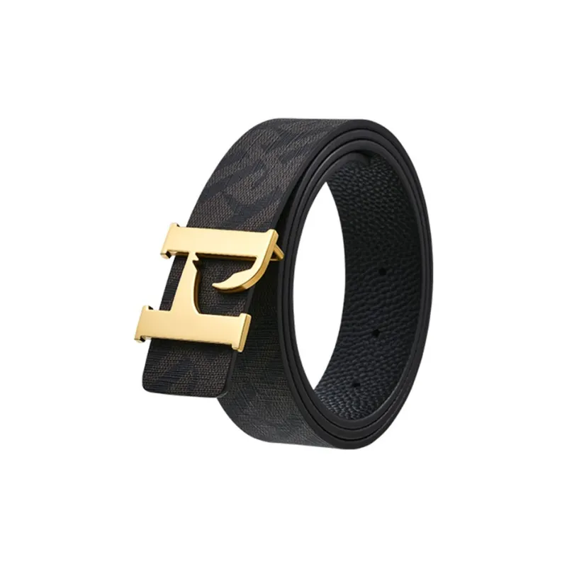 HLA Top Grain Cow Leather Belts Men's Width 3.4CM-2