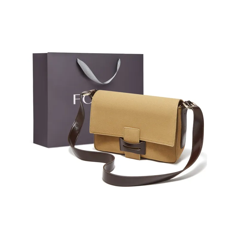 FOXER Synthetic Leather Versatile Commute Crossbody Bag, Shoulder Bag Women's Maillard Style Brown/Earthy Yellow-5