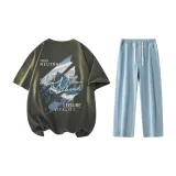 Set (Dark Gray T-Shirts+Light Blue Jeans)