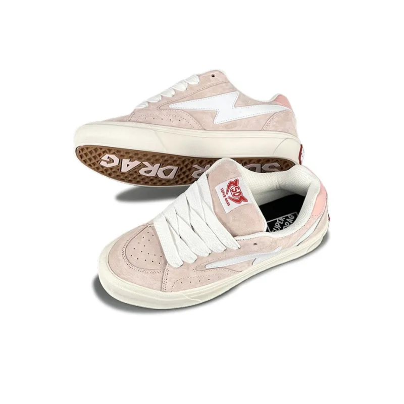 LuzaoT SUPER DRAG Anti Slip Wear Resistant Low Top Skateboard Shoes Women's Light Pink-4