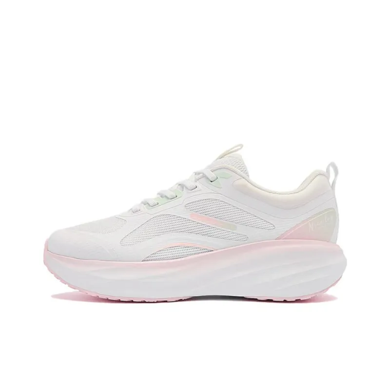 QIAODAN Wear resistant And Lightweight Low Top Running Shoes Women's White Pink-0