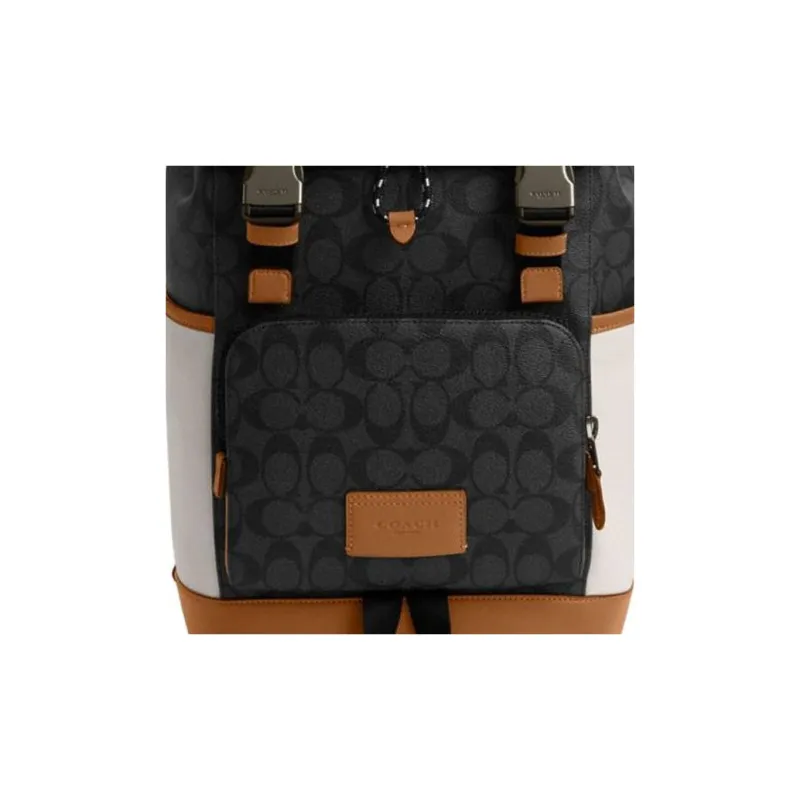 COACH Track Canvas Backpack Large Size Men's Black Gray Multicolor-3