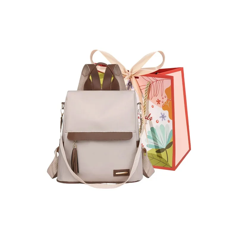 Cwatcun Nylon Carry Backpack Regular Unisex Brown/Black/Ecru-9