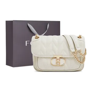 FOXER Cow Leather Casual Niche Versatile Stylish Commute One Shoulder Shoulder Bag Regular Women's White