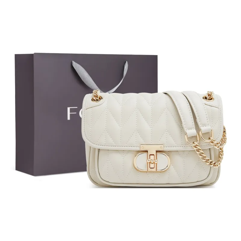 FOXER Cow Leather Casual Niche Versatile Stylish Commute One Shoulder Shoulder Bag Regular Women's White-0