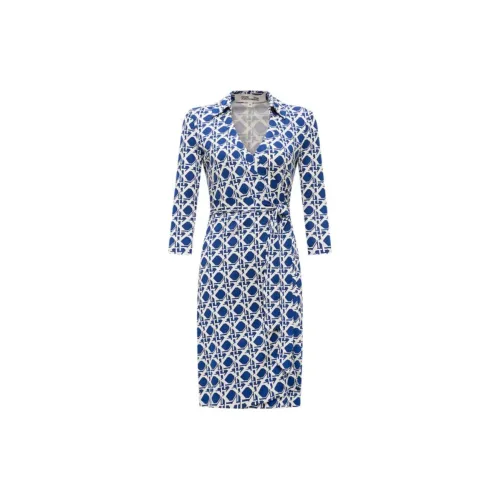 DVF Long-Sleeved Dresses Women's Starry Night Blue Vintage Rattan