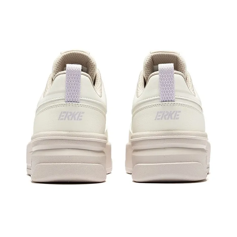Erke Cool Play 2.0 Anti Slip Wear Resistant Low Top Skateboard Shoes Women's Microcrystalline White Light Purple Pink-3