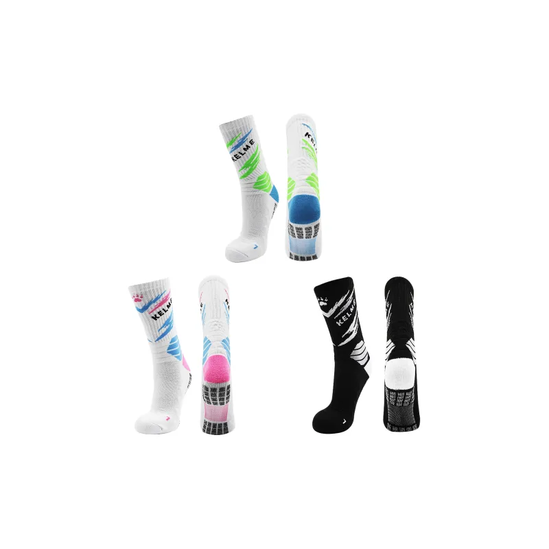 KELME Basketball Socks Unisex 3 Pack Black, White Blue, White Gray, White Green-28
