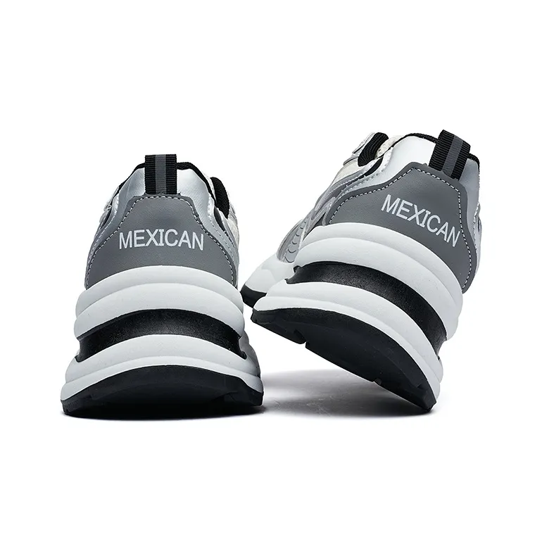 MEXICAN Anti Slip Wear Resistant Low Top Chunky Sneakers Women's Silver-5