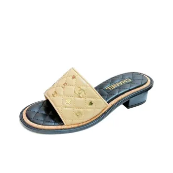 CHANEL Slide Slippers Women's Light Yellow