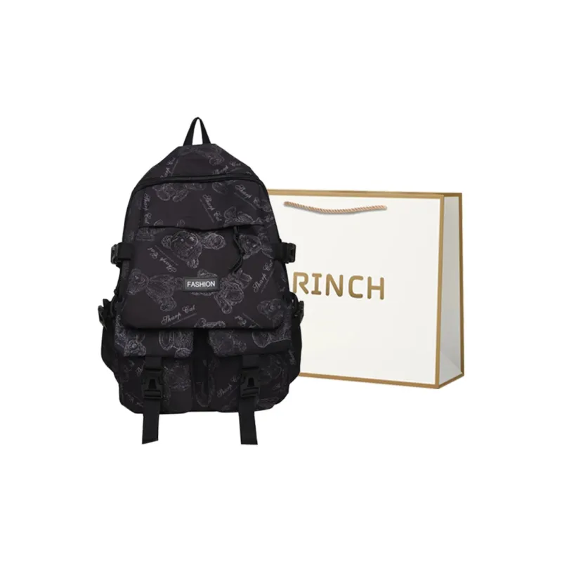 BRINCH Nylon Backpack Unisex White/Black-1