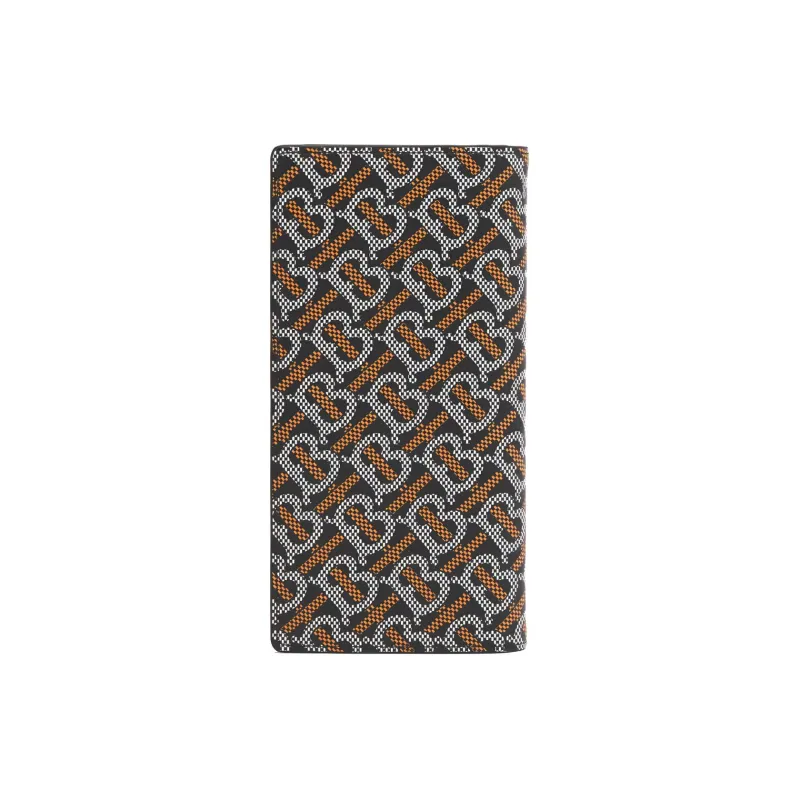 Burberry Leather Wallet Men's Black/Orange-2