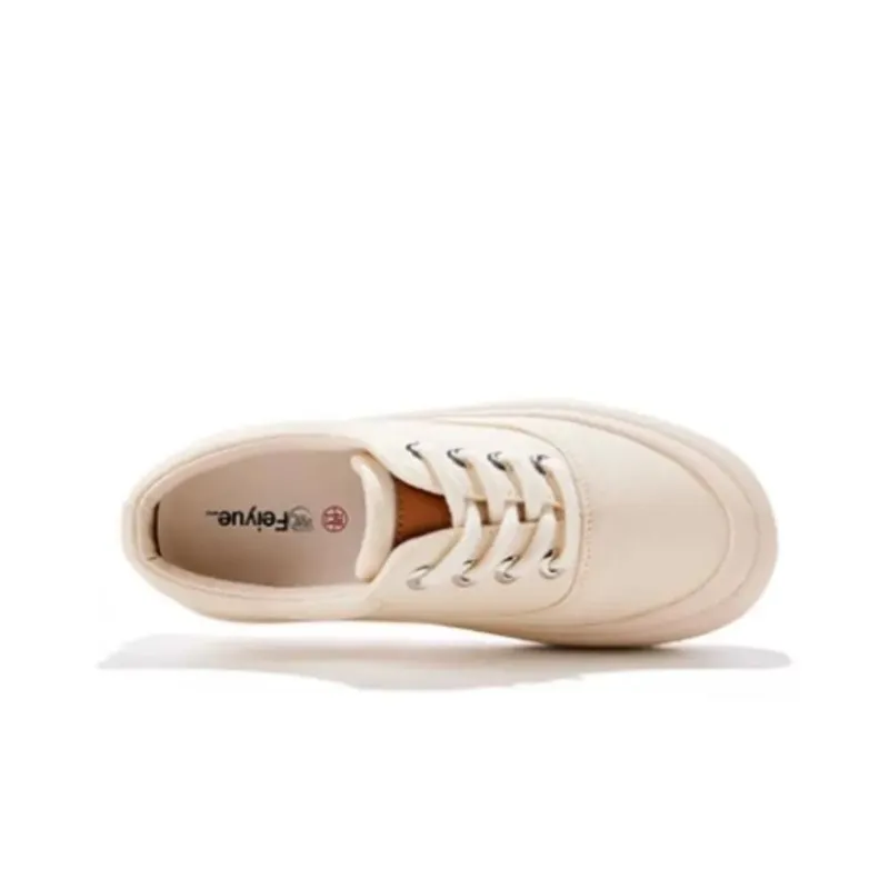 Dafu Leaps Forward Anti Slip Wear Resistant Waterproof Breathable Lightweight Low Top Canvas Shoes Women's Ecru-3
