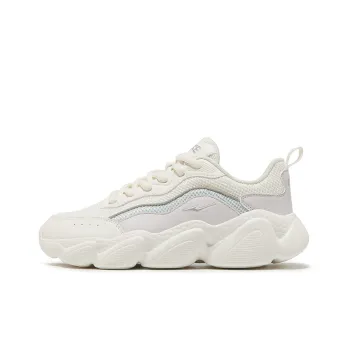 Erke Puffy Shoes Cushioning Height Increasing Lightweight Breathable Low Top Chunky Sneakers Women's White Purple
