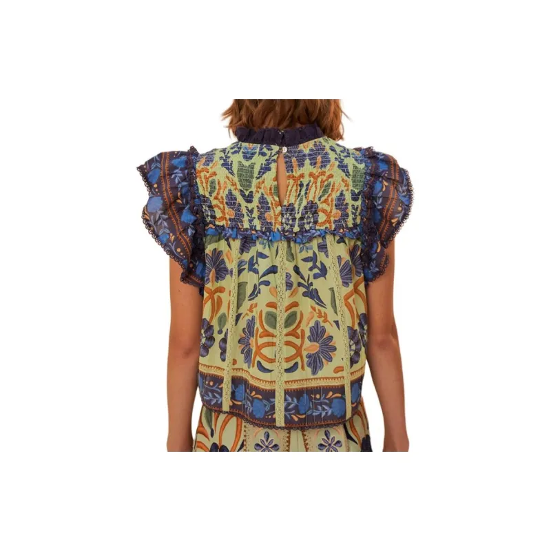 Farm Rio Tapestry print Cotton Blouse-1