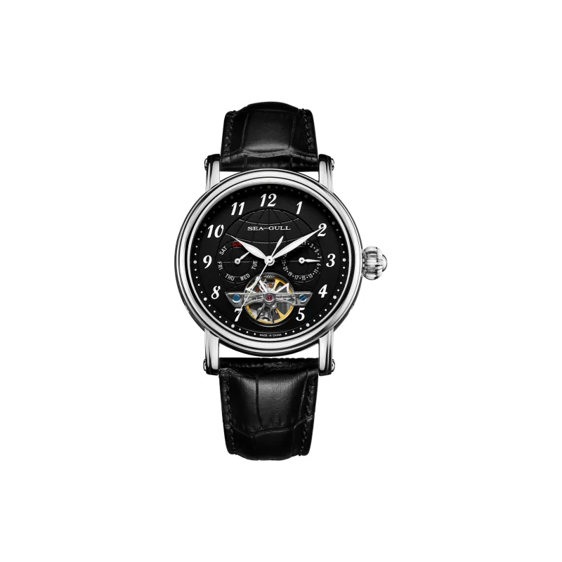 Sea Gull LE BRASSUS Automatic Mechanical Movement Genuine Leather Strap Watch Men's Watches White Dial-9