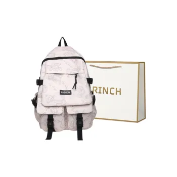BRINCH Nylon Backpack Unisex White/Black