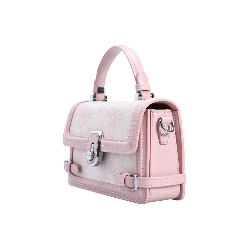 ZAVC Cow Leather, Textile Handbag Women's Pink/Gray-2