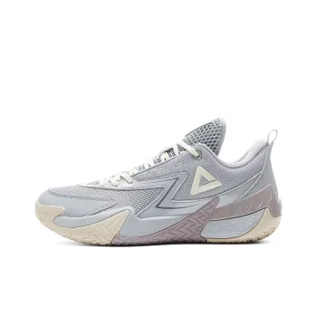 PEAK Cushioned Slip Resistant Breathable Rebound Low Top Basketball Shoes Men's White Gray