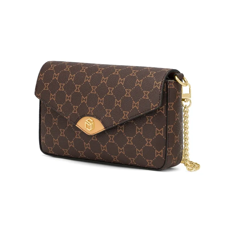 MashaLanti PVC Small Square Bag Underarm Shoulder Bag, Crossbody Bag Regular Women's Dark Brown-1